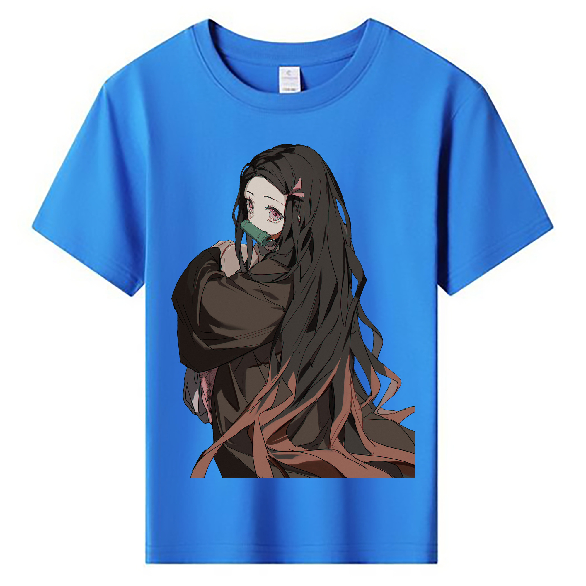 （画像用） 鬼滅の刃（きめつのやいば）竈門 禰󠄀豆子／かまど ねずこ Kamado Nezuko 綿100％キッズTシャツ（フロントプリント）